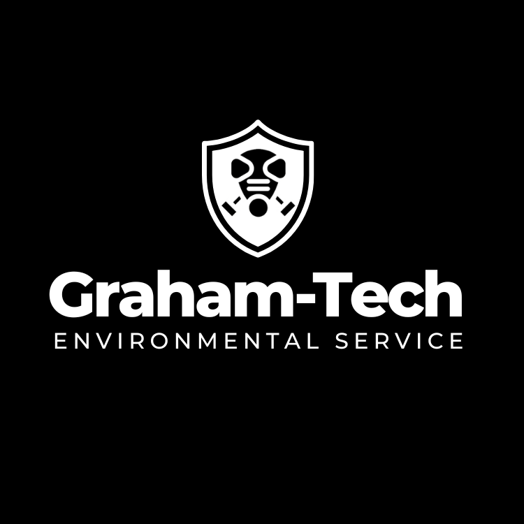 Graham-Tech reversed logo on black